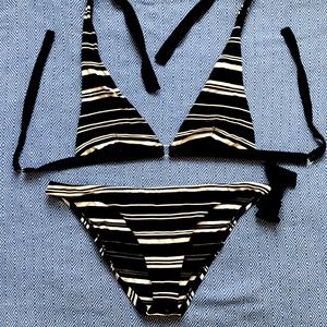 Black and white striped bikini